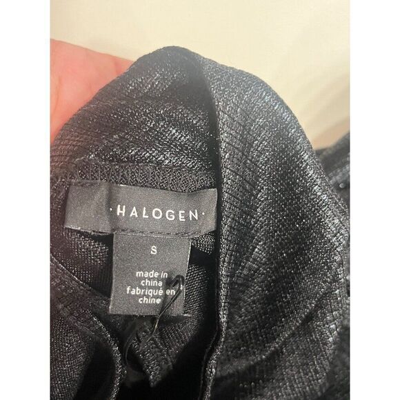 Halogen Women’s Metallic Cutout Mock Neck Top in Rich Black, Sz. S - Picture 7 of 12